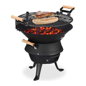relaxdays Holzkohlegrill Grillfass 45,0 x 36,0 x 40,0 cm, 1 St.