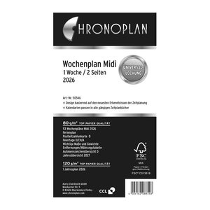 CHRONOPLAN Kalendereinlage 2026 Wochenplan Midi (9,6 x 17,2 cm)