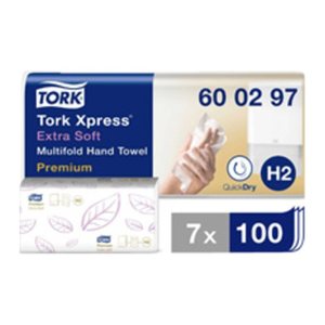 TORK Papierhandtücher 600297 Xpress® H2 Premium Extra Soft Interfold-Falzung 2-lagig weiß, 2.100 Tücher