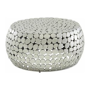 WOHNLING Couchtisch rund Aluminium silber 66,0 x 66,0 x 32,0 cm, 1 St.