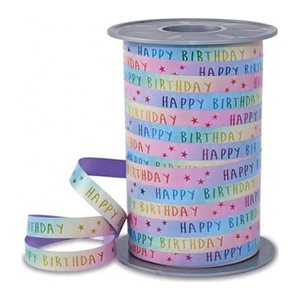 PRÄSENT Geschenkband RAINBOW BIRTHDAY PASTELL matt Regenbogen 10 mm x 200 m