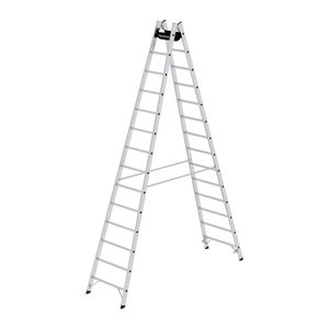 MUNK Stehleiter beidseitig 33028 silber 2x 14 Sprossen, H: 407,0 cm
