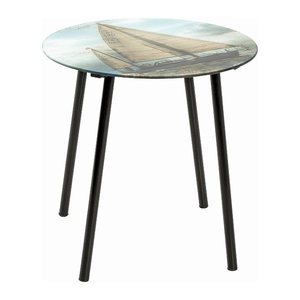HAKU Möbel Beistelltisch rund Glas schwarz 40,0 x 40,0 x 41,0 mm, 1 St.