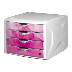 helit Schubladenbox the chameleon  himbeer H6129626, DIN A4 mit 4 Schubladen, 1 St.