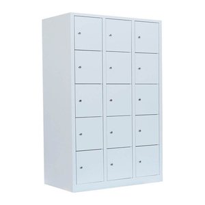 LÜLLMANN Schließfachschrank lichtgrau 523530, 15 Schließfächer 118,5 x 50,0 x 180,0 cm
