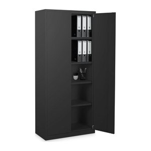 Aktenschrank aus Stahl – 800 x 380 (4,5 OH) – Korpus in Tiefschwarz (Türen Tiefschwarz)