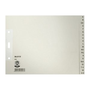 LEITZ Ordnerregister 1210 DIN A4+ Halbformat, Überbreite A-Z grau 20-teilig, 1 Satz