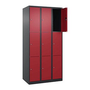 CP Schließfachschrank Classic Plus rubinrot, schwarzgrau 080000-303 S10032, 9 Schließfächer 90,0 x 50,0 x 185,0 cm