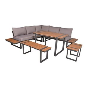 Garden Pleasure Loungegruppe AUREA grau, anthrazit Kunststoff, Metall, 15-teilig
