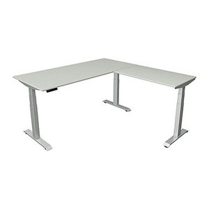Kerkmann Move 4 elektrisch höhenverstellbarer Schreibtisch lichtgrau rechteckig, T-Fuß-Gestell silber 180,0 x 180,0 cm