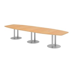 HAMMERBACHER Konferenztisch KT40S buche Tonnenform, Rundrohr silber, 400,0 x 85,0 - 130,0 x 74,0 cm