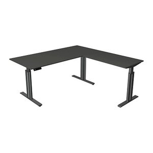 Kerkmann Move 3 elegant elektrisch höhenverstellbarer Schreibtisch anthrazit L-Form, T-Fuß-Gestell grau 180,0 x 180,0 cm
