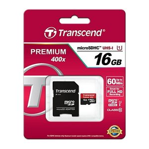 SD microSD Card 16GB Transcend SDHC Class10 w/adapter