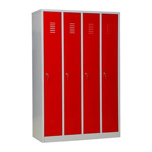 Gürkan Spind lichtgrau, feuerrot 105034, 4 Schließfächer 117,0 x 50,0 x 180,0 cm