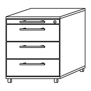 HAMMERBACHER AC30 Rollcontainer nussbaum 4 Auszüge 42,8 x 58,0 x 59,0 cm