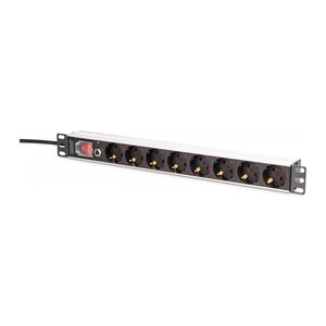 DIGITUS Steckdosenleiste 8-fach 19" Alu. 1HE 2m schwarz