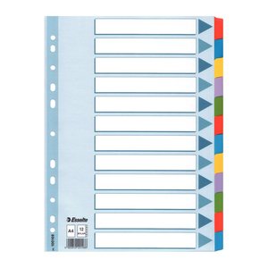 Esselte Ordnerregister DIN A4 Vollformat blanko farbig 12-teilig, 1 Satz