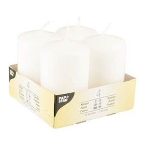 STARPAK Stumpenkerzen weiß, 4 St.