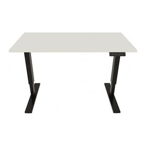 BISLEY E-StarterTech elektrisch höhenverstellbarer Schreibtisch weiß rechteckig, T-Fuß-Gestell schwarz 140,0 x 60,0 cm