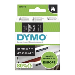 DYMO Schriftband D1 45811 S0720910, 19 mm, weiß auf schwarz, 1 St.