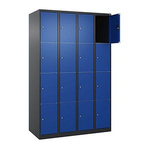 CP Schließfachschrank Classic Plus enzianblau, schwarzgrau 080000-404 S10029, 16 Schließfächer 120,0 x 50,0 x 185,0 cm