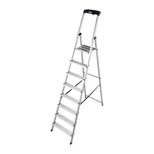 KRAUSE Stehleiter einseitig MONTO Safety silber 8 Stufen, H: 255,0 cm