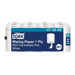 TORK Putztuchrollen Advanced M1 1-lagig weiß, 343 Blätter, 12 Rollen