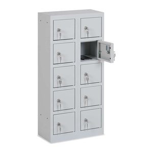 Stahl-Wertfachschrank – 10 Fächer – Lichtgrau