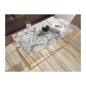 WOHNLING Couchtisch rechteckig MDF-Platte weiß, marmor 100,0 x 60,0 x 40,0 cm, 1 St.