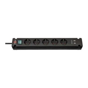 brennenstuhl Bremounta USB-A 5-fach Steckdosenleiste mit Schalter 3,0 m schwarz mit USB-Buchse