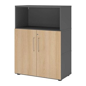 HAMMERBACHER Regalschrank FlexWall, VFW38T2KG/G/E/BS grafit, eiche 80,0 x 40,0 x 109,8 cm, 1 St.