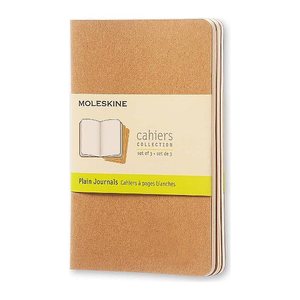 MOLESKINE Notizbuch Cahier ca. DIN A6 blanko, braun Softcover 80 Seiten, 3 St.