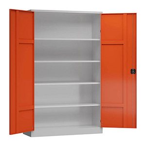 ClassiX Stahlschrank X-530374 feuerrot, lichtgrau 4 Fachböden 120,0 x 42,0 x 194,5 cm, aufgebaut, 1 St.