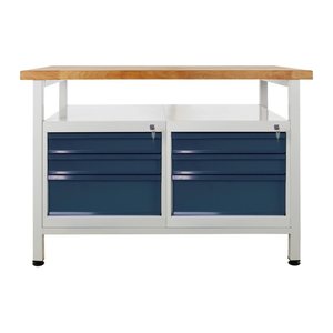 ADB Werkbank lichtgrau, anthrazitgrau 6 Schubladen 120,0 x 60,0 x 84,0 cm