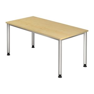 HAMMERBACHER HS16 höhenverstellbarer Schreibtisch ahorn rechteckig, 4-Fuß-Gestell silber 160,0 x 80,0 cm