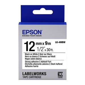 EPSON Schriftband LK LK-4WBW C53S654016, 12 mm, schwarz auf weiß, 1 St.