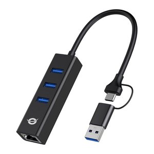 CONCEPTRONIC Adapter USB-C/-A3.0->3xUSB-A/GbE 5Gbs 0.18m sw