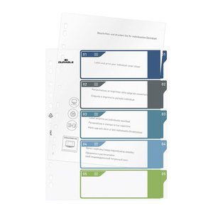 DURABLE Ordnerregister DIN A4 Überbreite 1-5 farbig 5-teilig, 1 Satz