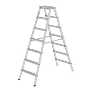 MUNK Stehleiter beidseitig 11237 silber 2x 7 Stufen, H: 163,0 cm