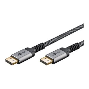 goobay DisplayPort 1.4 Kabel 2,0 m grau, schwarz, 1 St.