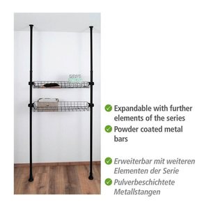 WENKO Teleskopstange für Garderobensystem schwarz 7,5 cm 165,0-300,0 cm
