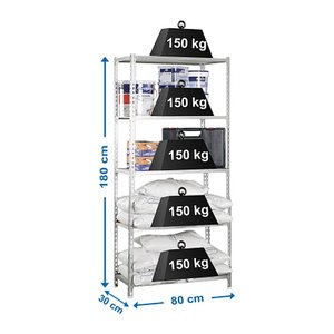 Simonrack Schwerlastregal MADERCLICK MINI 8435104937266 silber 80,0 x 30,0 x 180,0 cm