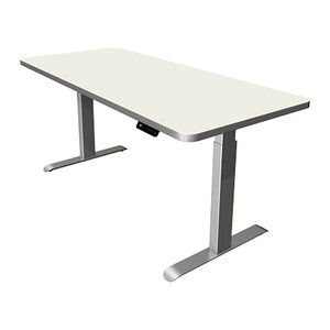Kerkmann Move 3 Premium elektrisch höhenverstellbarer Schreibtisch weiß rechteckig, T-Fuß-Gestell silber 180,0 x 80,0 cm