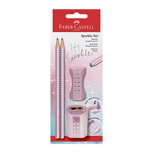 FABER-CASTELL Grip Sparkle Bleistift-Set B rose metallic, 1 Set