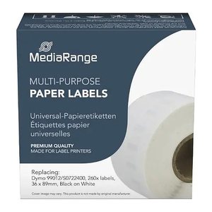 MediaRange Etikettenrollen für Etikettendrucker ersetzt DYMO 99012/S0722400 weiß, 36,0 x 89,0 mm, 1 x 260 Etiketten