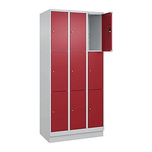 CP Schließfachschrank Classic PLUS lichtgrau, rubinrot 080020-303 S10001, 9 Schließfächer 90,0 x 50,0 x 195,0 cm