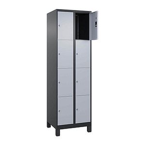 CP Schließfachschrank Classic Plus schwarzgrau, weißaluminium 080010-204 S10046, 8 Schließfächer 60,0 x 50,0 x 195,0 cm