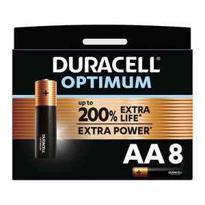 DURACELL Batterien Optimum Alkali-Mangan Mignon AA 1,5 V, 8 St.