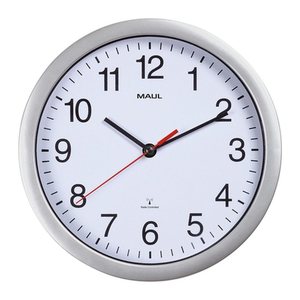 MAUL Funkwanduhr MAULrun weiß silber Kunststoff, Ø 25,2 cm