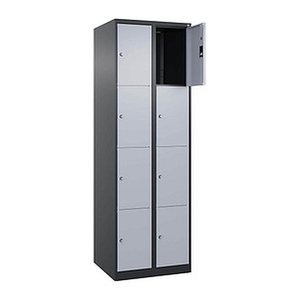 CP Schließfachschrank Classic Plus schwarzgrau, weißaluminium 080000-204 S10038, 8 Schließfächer 60,0 x 50,0 x 185,0 cm